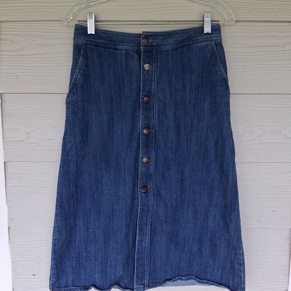 Denim Button-Front Skirt - Picture 1 of 9